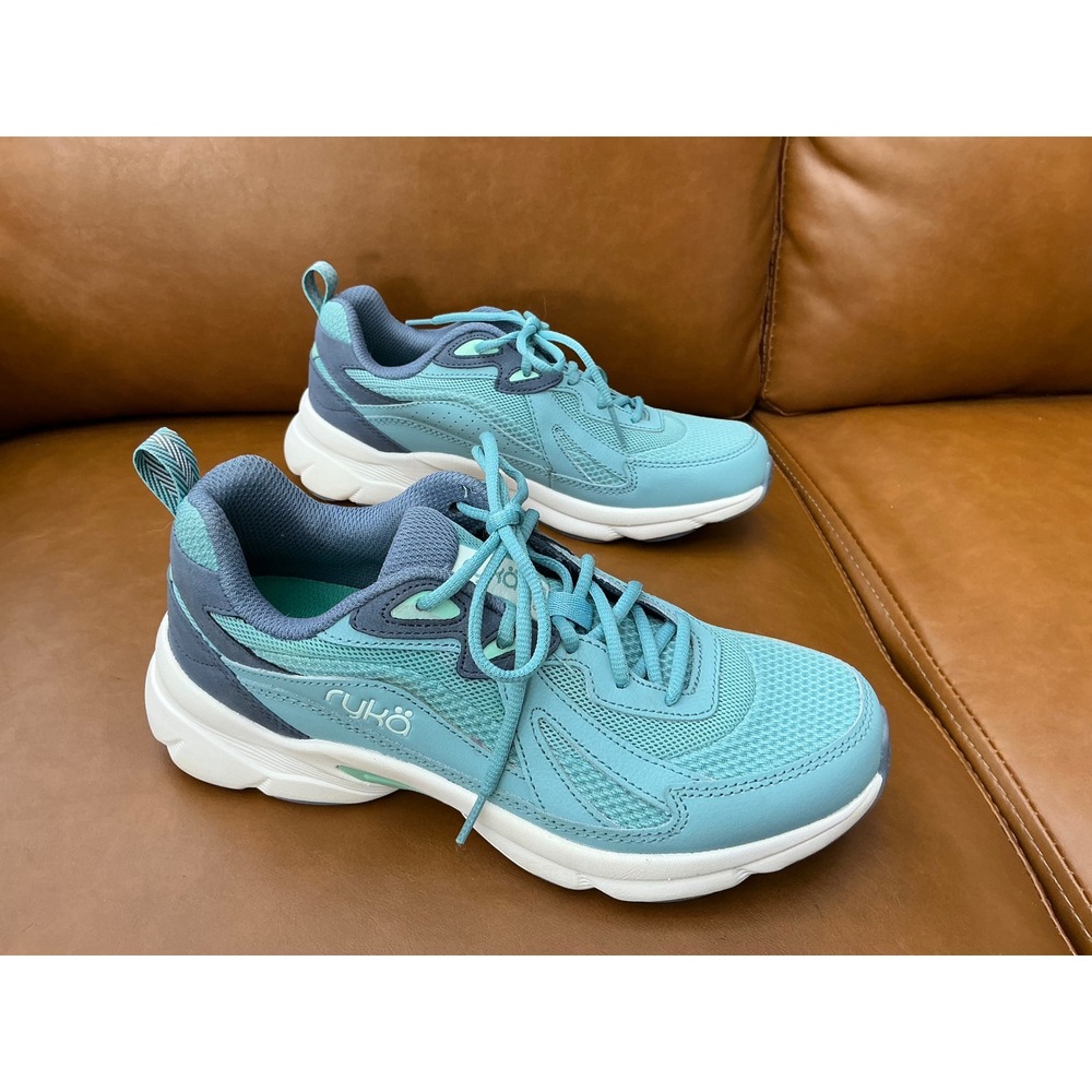 Ryka Skyrise Walking Shoes Womens 7 Teal New Water Repellent Mesh Leather